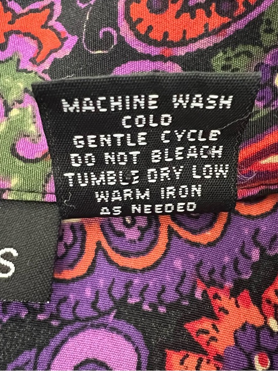 Vintage Paisley Button Shirt Women Medium Purple Red Retro Boho 90s Blouse - Picture 10 of 10